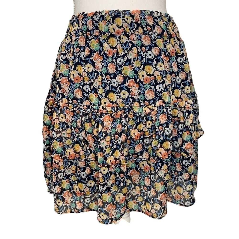 NWT LOFT Boho Floral Skirt Ruffle Women Size SP.